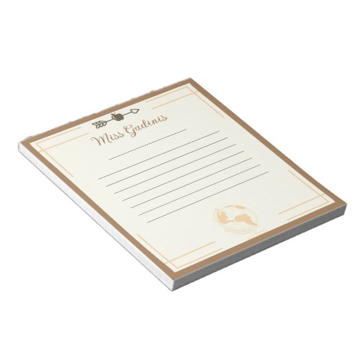 Gold Globe Lehrer Notepad Notizblock (angewinkelt)