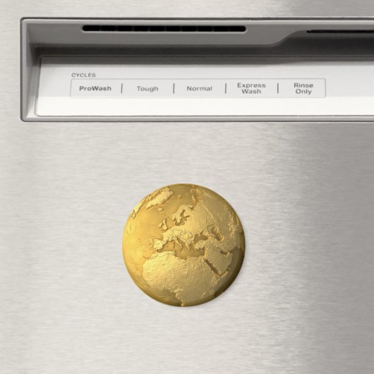 Gold Globe - Metall Erde. Europa, 3d Render Magnet (In Situ (Geschirrspüler))