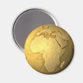 Gold Globe - Metalle Earth, Afrika, 3D Render Magnet (Vorderseite/Rückseite)