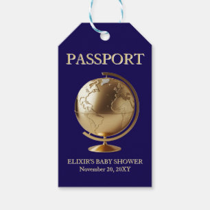 Gold Globe Passport Reise-Baby-Party Geschenkanhänger