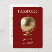 Gold Globe Passport Travel Baby Shower Dankeskarte (Vorne/Hinten)