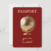 Gold Globe Passport Travel Baby Shower Dankeskarte (Vorderseite)