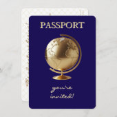 Gold Globe Passport Travel Baby Shower Dankeskarte (Vorne/Hinten)