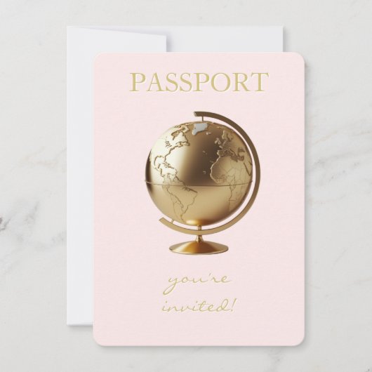 Gold Globe Passport Travel Baby Shower Dankeskarte (Vorderseite)
