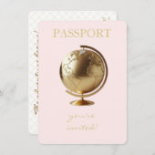 Gold Globe Passport Travel Baby Shower Einladung (Vorne/Hinten)