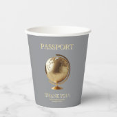 Gold Globe Passport Travel Baby Shower Pappbecher (Vorderseite)