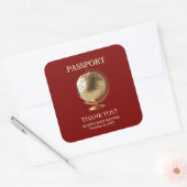 Gold Globe Passport Travel Baby Shower Quadratischer Aufkleber (Umschlag)