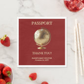 Gold Globe Passport Travel Baby Shower Serviette (Beispiel)