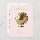 Gold Globe Passport Travel Display Shower Begleitkarte (Vorne/Hinten)