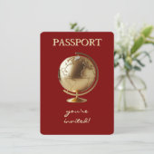 Gold Globe Passport Travel Display Shower Begleitkarte (Stehend Vorderseite)