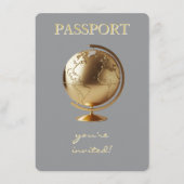 Gold Globe Passport Travel Display Shower Begleitkarte (Vorderseite)
