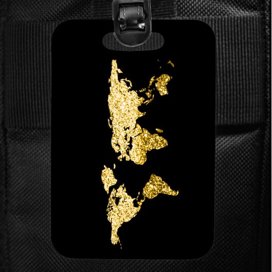 Gold Globe Weltkarte Name Elegant Gepäckanhänger