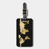 Gold Globe Weltkarte Name Elegant Gepäckanhänger (Vorderseite vertikal)