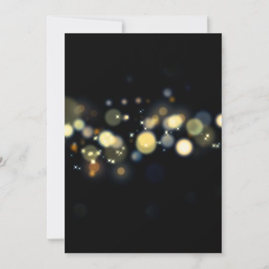Gold glücklich immer nach Bokeh Black Back Empfang Einladung (Rückseite)