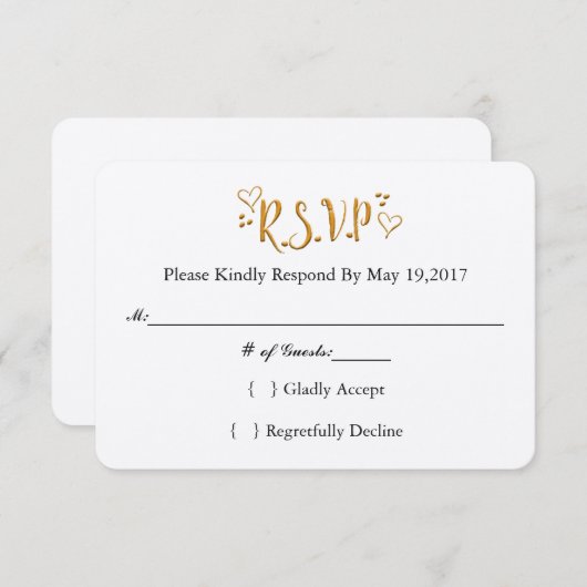 Gold - glücklich immer nach Hochzeit-Antwortkarte RSVP Karte (Vorne/Hinten)