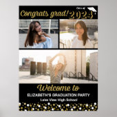 Gold Glückwunsch Grad 3 Foto Collage Willkommensze Poster (Vorne)