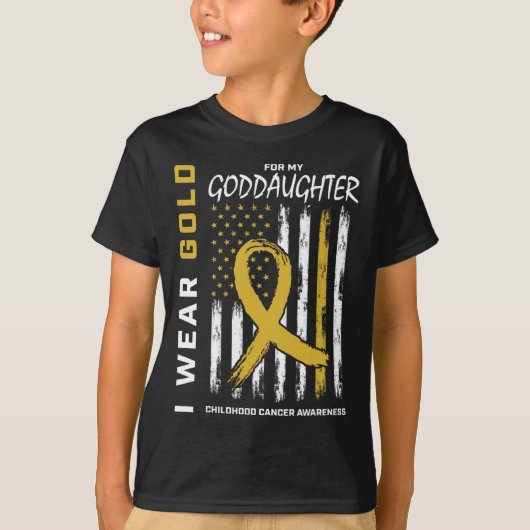 Gold Goddaughter Childhood Cancer Awareness Americ T-Shirt (Vorderseite)