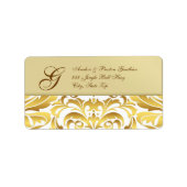 Gold Gold Damask Weihnachtsadressen-Labels Adressaufkleber (Vorne)