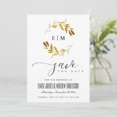 GOLD GOLD FAUNA WATERCOLOR SCHREIBEN SAVE THE DATE EINLADUNG (Stehend Vorderseite)
