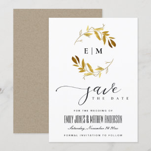 GOLD GOLD FAUNA WATERCOLOR SCHREIBEN SAVE THE DATE EINLADUNG