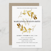 GOLD GOLD FOLIAGE WREATH COUPLES SHOWCARD DANKESKARTE (Vorne/Hinten)