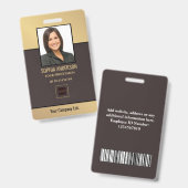 Gold Golden Custom Employee Foto, Bar Code, Logo  Ausweis (Vorder- & Rückseite)