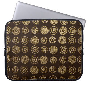 Gold Golden, handgezeichnetes Muster mit Kreisen. Laptopschutzhülle