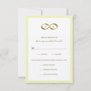Gold Golden Infinity Hand Clasp Wedding RSVP Card