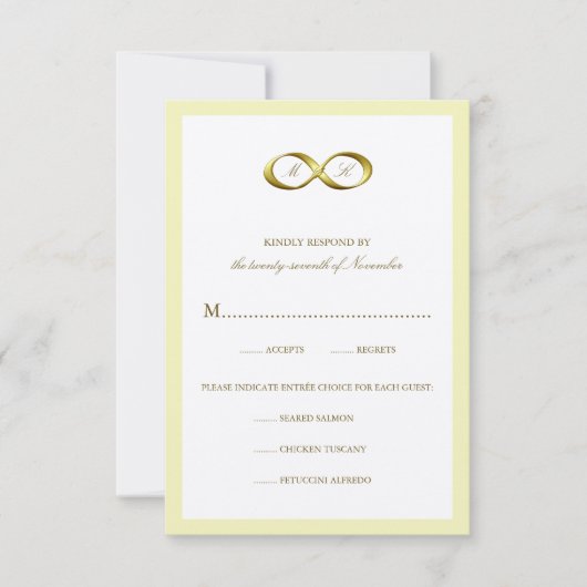 Gold Golden Infinity Hand Clasp Wedding RSVP Card (Vorderseite)