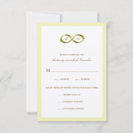 Gold Golden Infinity Hand Clasp Wedding RSVP Card Karte