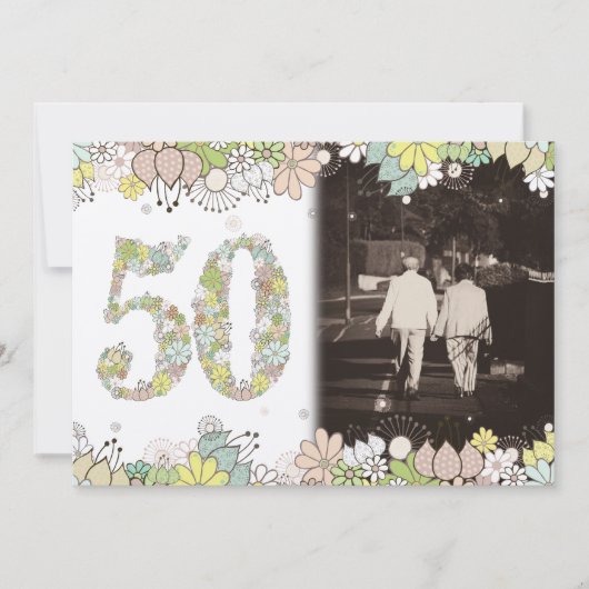 GOLD Golden Wedding Jubiläum Foto laden ein Einladung (Vorderseite)