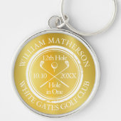 Gold Golf Hole in einem klassischen Personalisiert Schlüsselanhänger (Vorne)