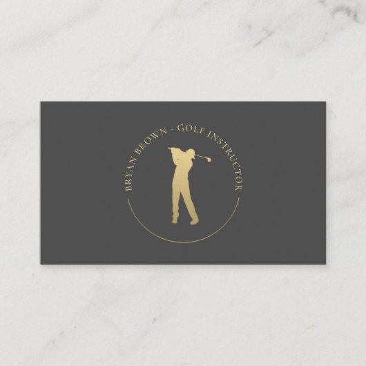 Gold Golf Player - Instructor Business Card Visitenkarte (Vorderseite)