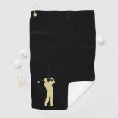 Gold Golfer Monogram auf schwarz Golfhandtuch (Insitu)