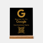 Gold Google Bewertungs-QR-Code Schwarz Acrylschild (Vorderseite)