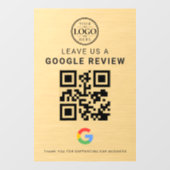 Gold Google Review-Logo  Fensteraufkleber (Blatt)