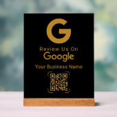 Gold Google Review QR Code Black Acrylschild (Neutral)