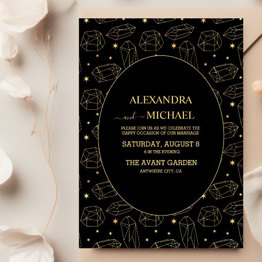 Gold Gothic Elegante Tarot Card Hochzeit Einladung