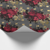 Gold Gothic Grunge Weihnachten Blumenmuster Geschenkpapier (Ecke)
