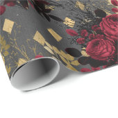 Gold Gothic Grunge Weihnachten Blumenmuster Geschenkpapier (Rolleneckpunkt)