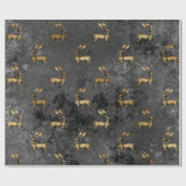 Gold Gothic Grunge Weihnachts Rentier Muster Geschenkpapier (Flach)
