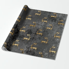 Gold Gothic Grunge Weihnachts Rentier Muster Geschenkpapier