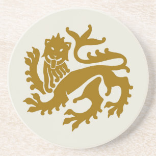 Gold Gothic Revival Lion Sandstone Untersetzer