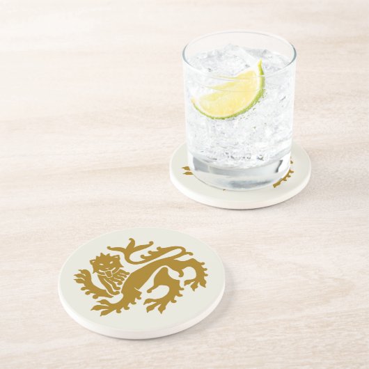 Gold Gothic Revival Lion Sandstone Untersetzer (Seite)