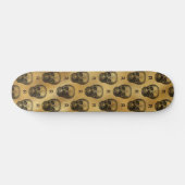 Gold Gothic Skull Monogram Initial Pattern Elegant Skateboard (Horizontal)