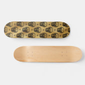 Gold Gothic Skull Monogram Initial Pattern Elegant Skateboard (Horizontal)