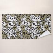 Gold Gothic Skull Muster Print Badehandtuch (Badehandtuch)