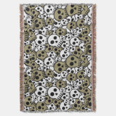 Gold Gothic Skull Muster Print Decke (Vorderseite Vertikal)