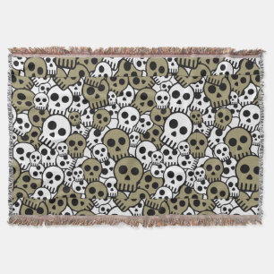 Gold Gothic Skull Muster Print Decke