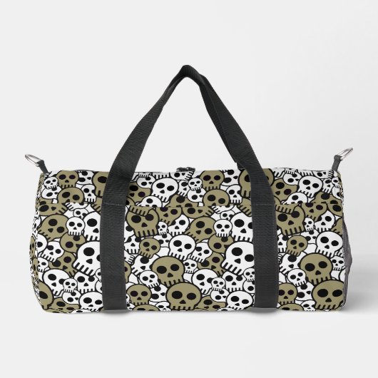 Gold Gothic Skull Muster Print Duffle Bag (Vorderseite)
